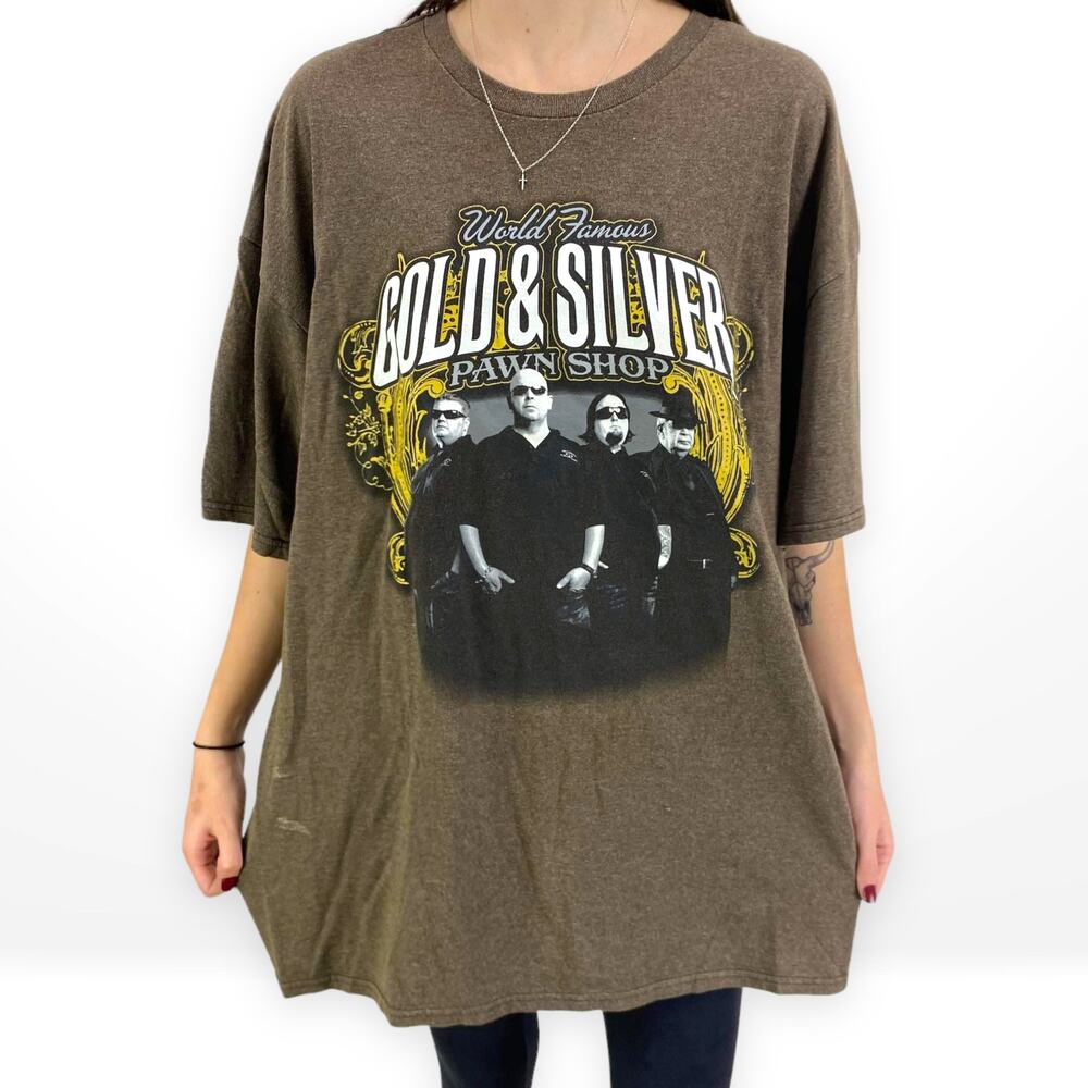 00s DELTA PRO WEIGHT Vintage Brown Gold Silver Pawn Shop T-Shirt